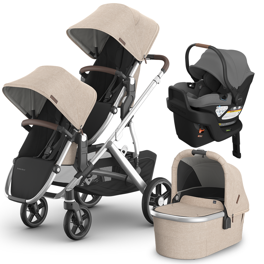 UPPAbaby Vista V3 Double Stroller + Bassinet + Mesa/Aria Travel System