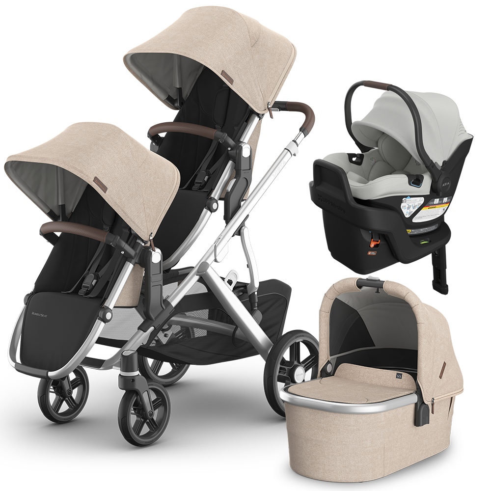 UPPAbaby Vista V3 Double Stroller + Bassinet + Mesa/Aria Travel System