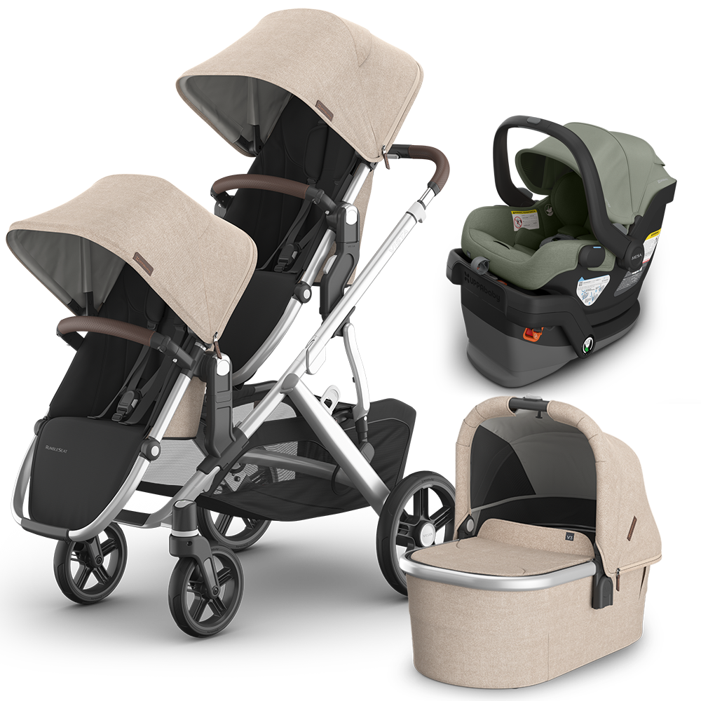 UPPAbaby Vista V3 Double Stroller + Bassinet + Mesa/Aria Travel System