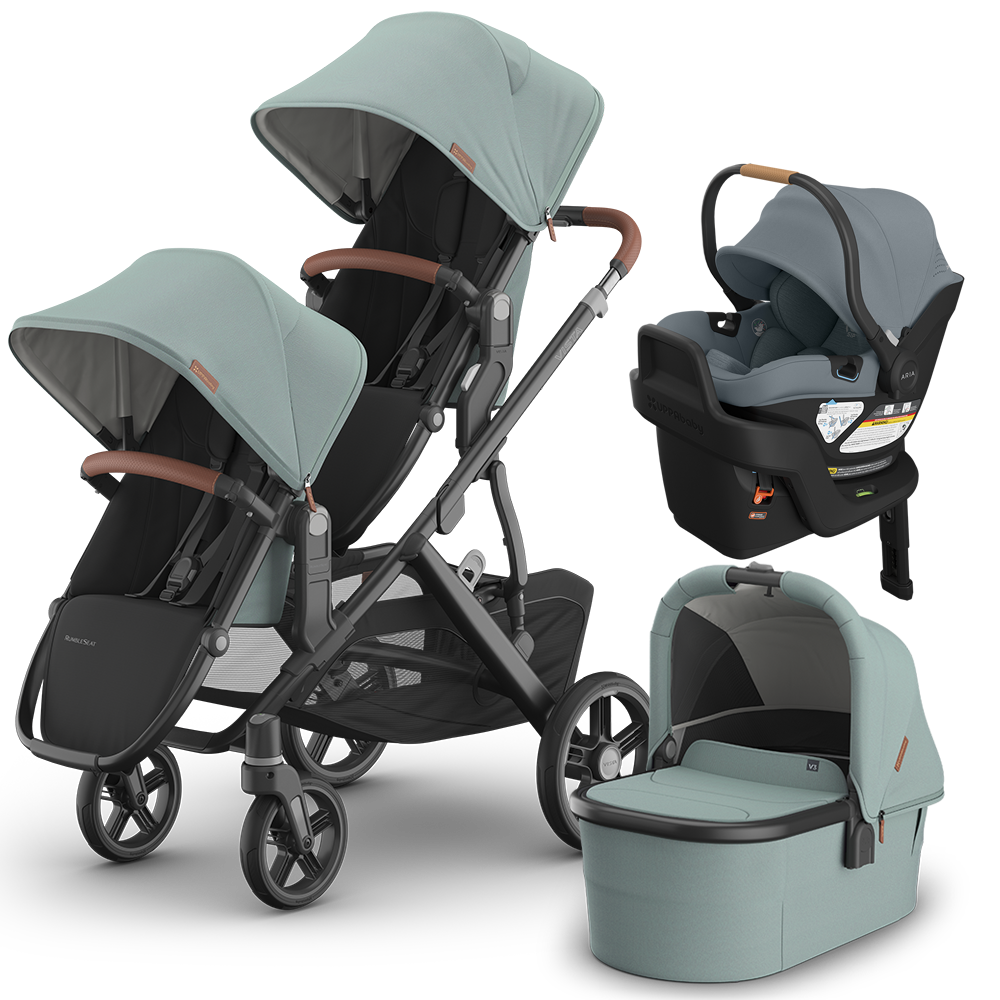 UPPAbaby Vista V3 Double Stroller + Bassinet + Mesa/Aria Travel System