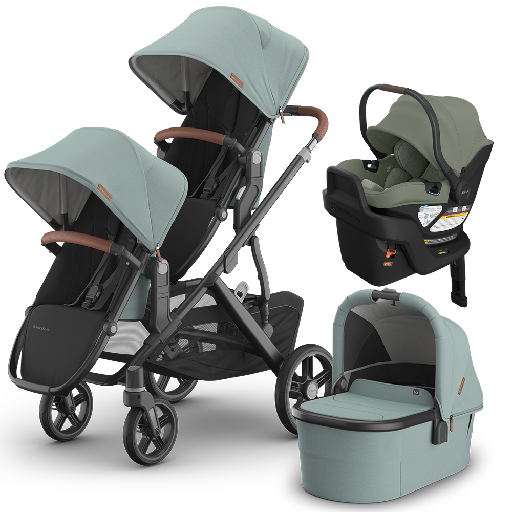 UPPAbaby Vista V3 Double Stroller + Bassinet + Mesa/Aria Travel System