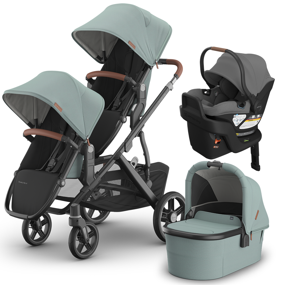UPPAbaby Vista V3 Double Stroller + Bassinet + Mesa/Aria Travel System