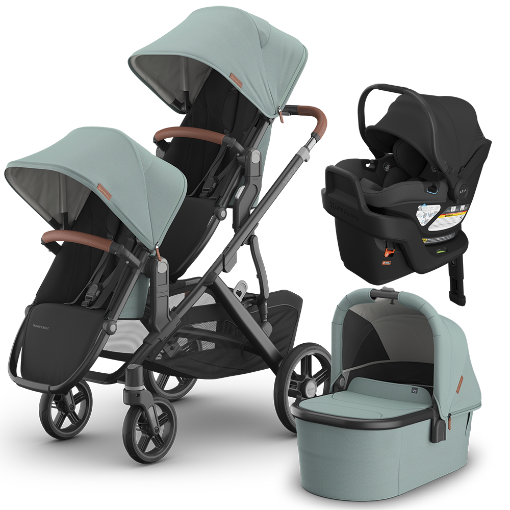 UPPAbaby Vista V3 Double Stroller + Bassinet + Mesa/Aria Travel System