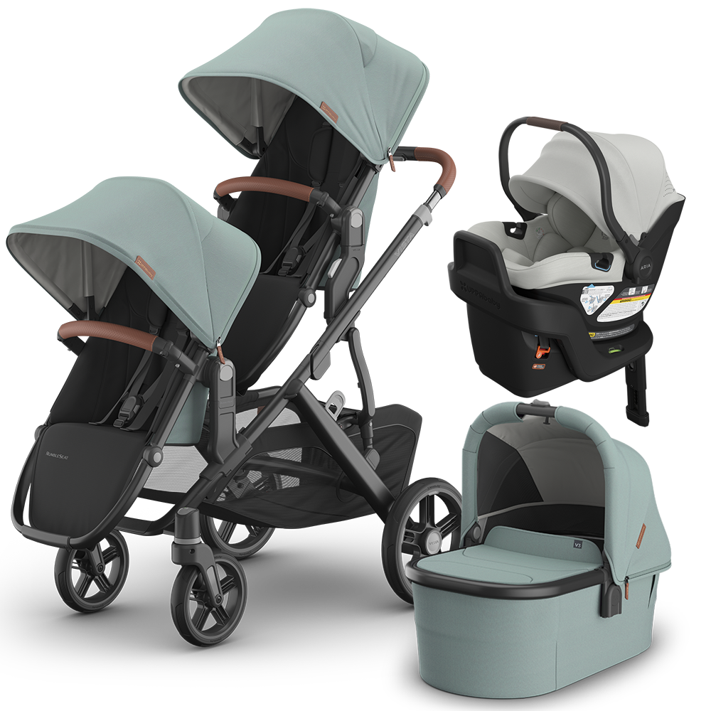UPPAbaby Vista V3 Double Stroller + Bassinet + Mesa/Aria Travel System