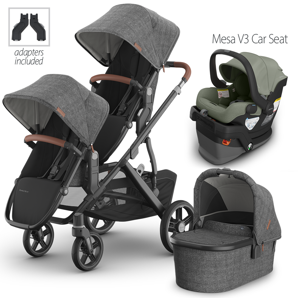 UPPAbaby Vista V3 Double Stroller + Bassinet + Mesa/Aria Travel System