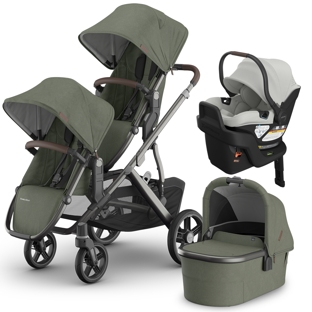 UPPAbaby Vista V3 Double Stroller + Bassinet + Mesa/Aria Travel System