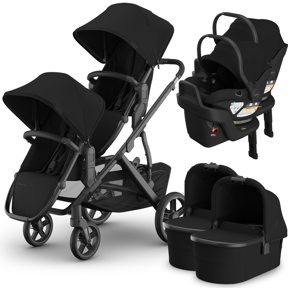UPPAbaby Vista V3 Double Stroller for TWINS + 2 Bassinets + 2 Mesa/Aria Car Seats