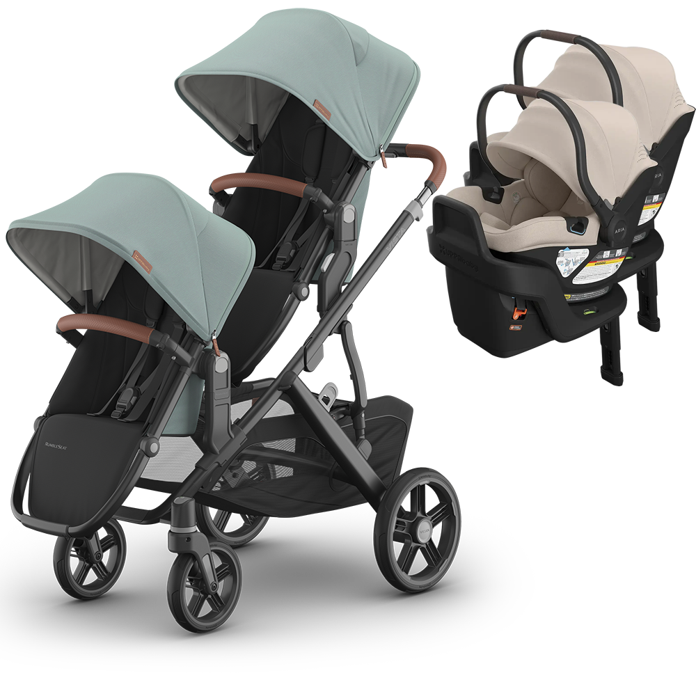 UPPAbaby Vista V3 Double Stroller for TWINS + 2 Mesa/Aria Car Seats