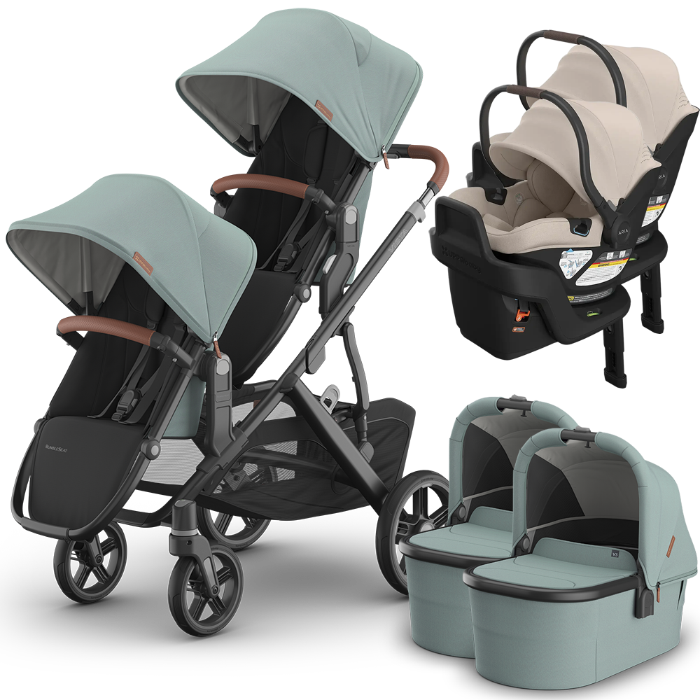 UPPAbaby Vista V3 Double Stroller for TWINS + 2 Bassinets + 2 Mesa/Aria Car Seats