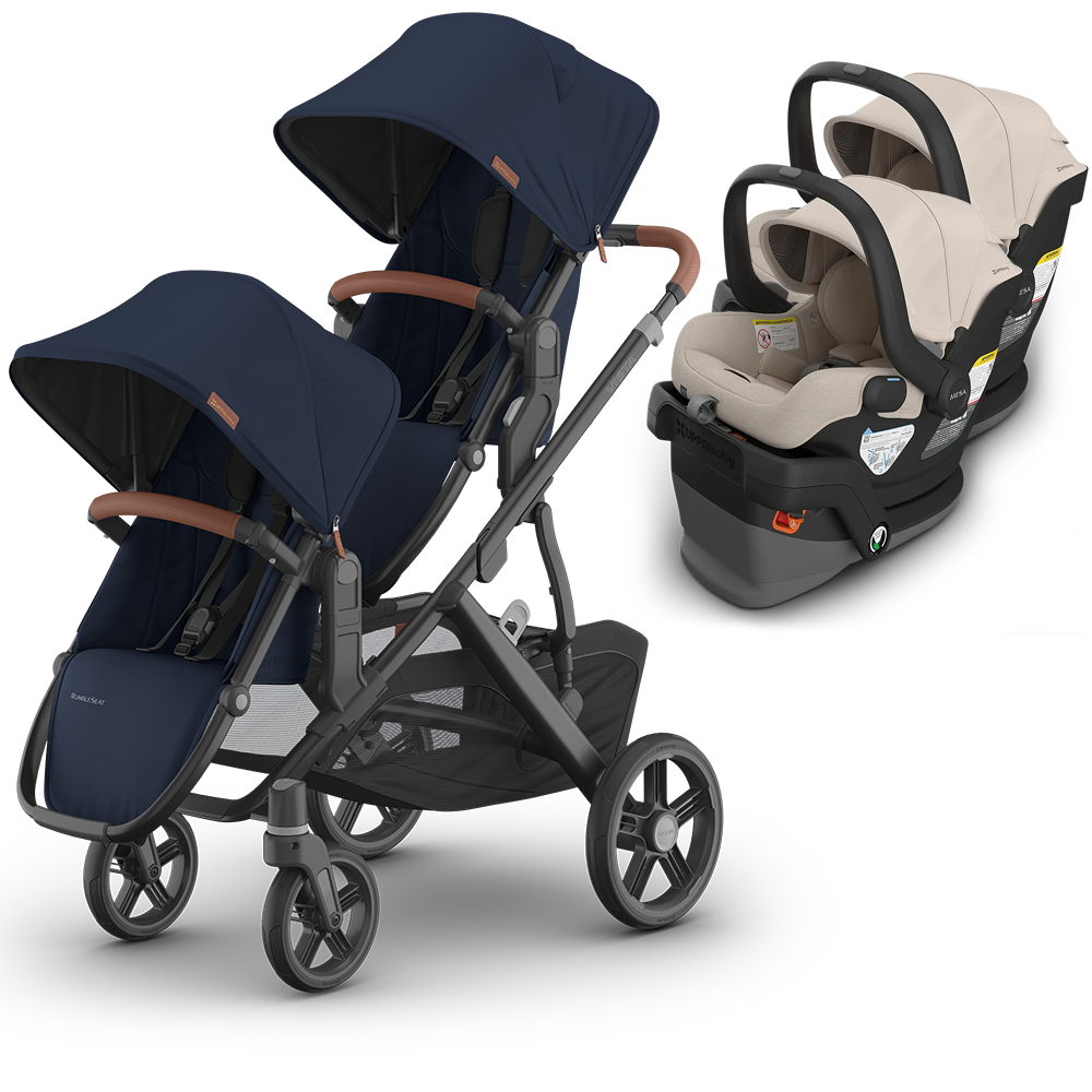 UPPAbaby Vista V3 Double Stroller for TWINS + 2 Mesa/Aria Car Seats