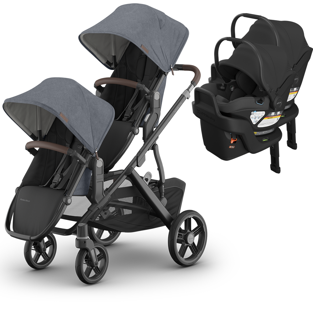 UPPAbaby Vista V3 Double Stroller for TWINS + 2 Mesa/Aria Car Seats