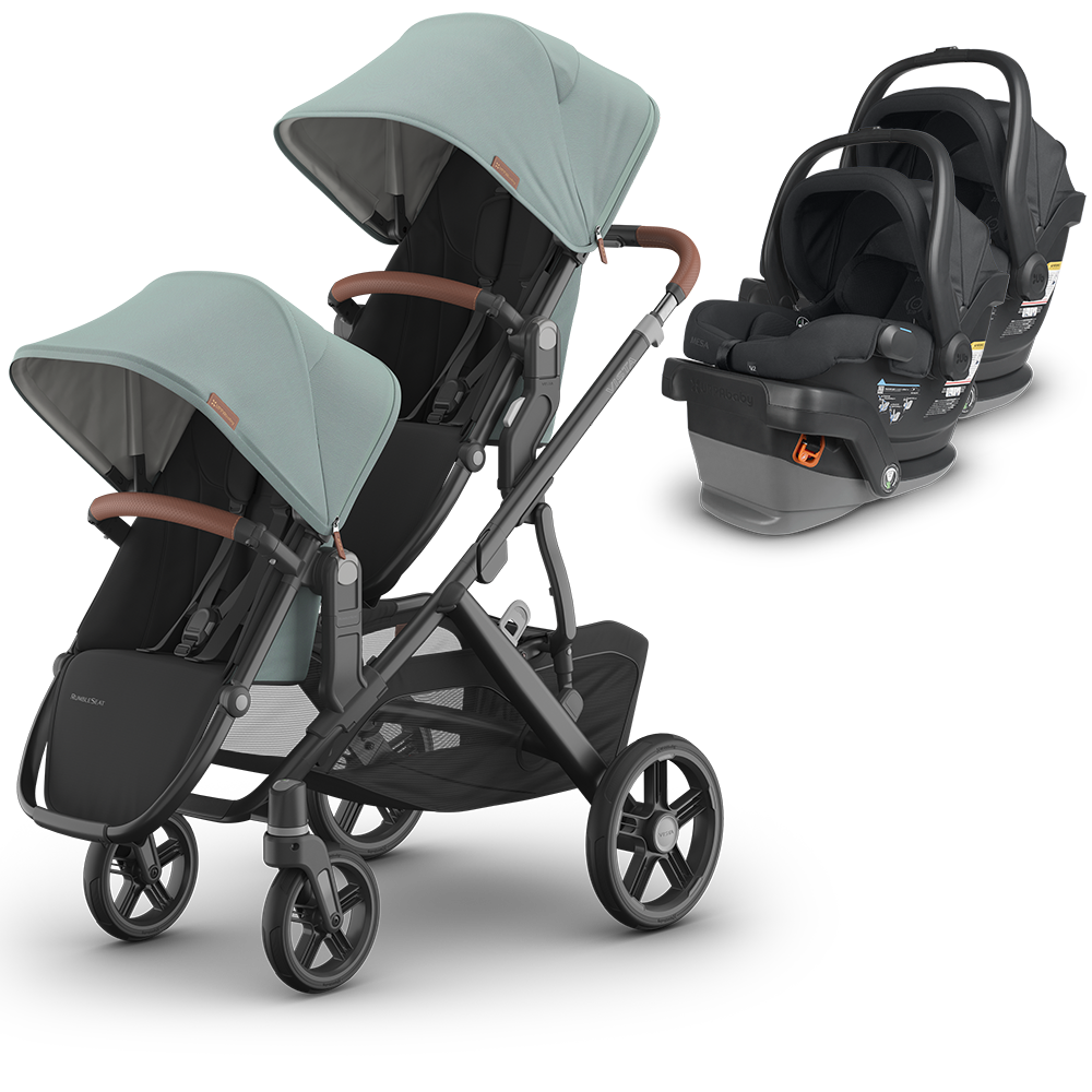 UPPAbaby Vista V3 Double Stroller for TWINS + 2 Mesa/Aria Car Seats