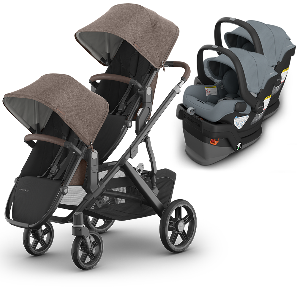 UPPAbaby Vista V3 Double Stroller for TWINS + 2 Mesa/Aria Car Seats