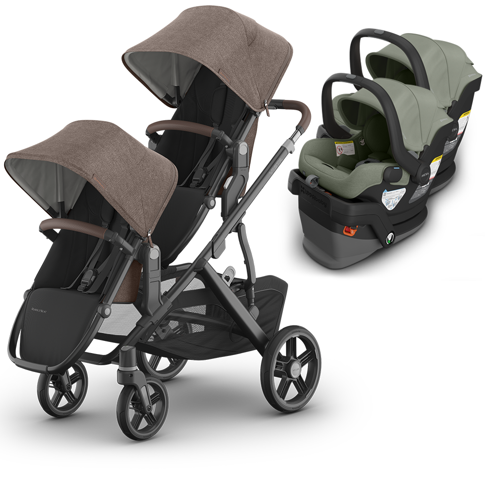 UPPAbaby Vista V3 Double Stroller for TWINS + 2 Mesa/Aria Car Seats