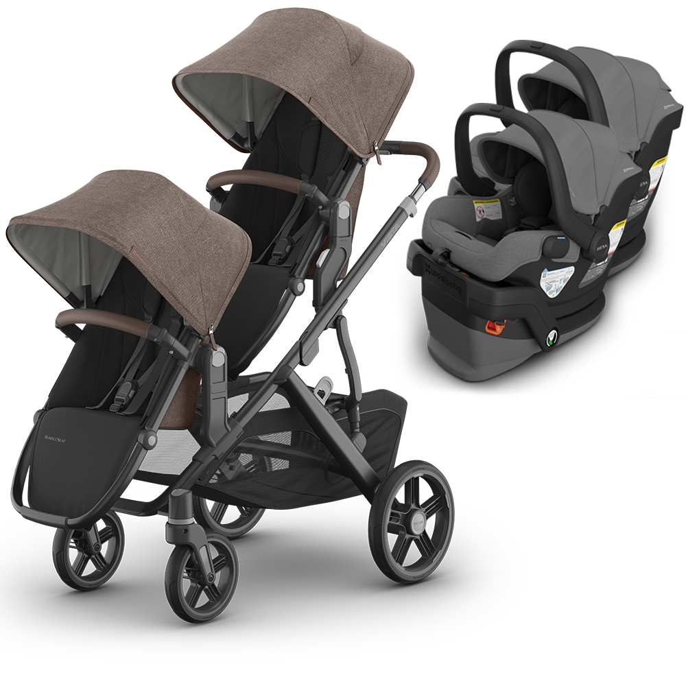 UPPAbaby Vista V3 Double Stroller for TWINS + 2 Mesa/Aria Car Seats