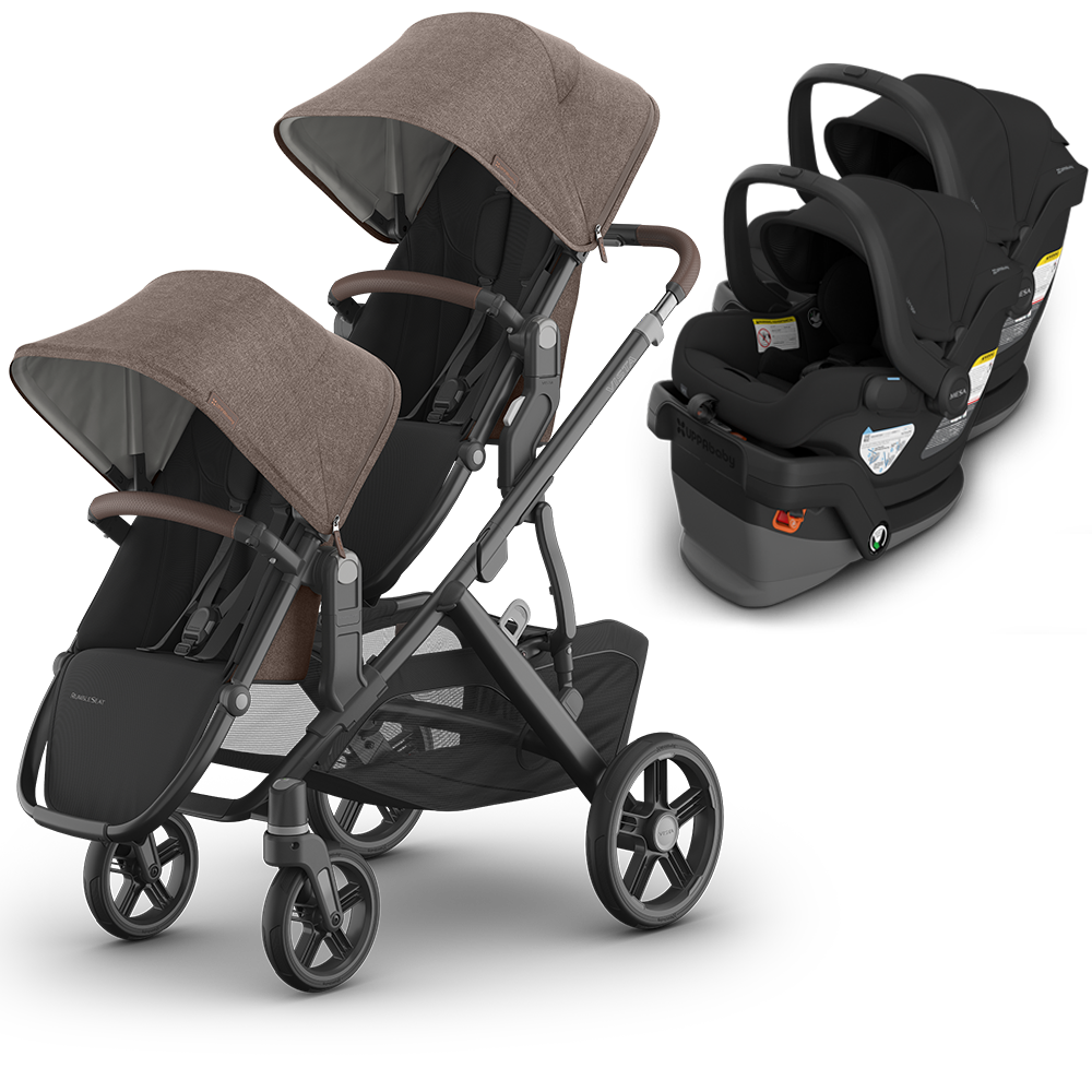 UPPAbaby Vista V3 Double Stroller for TWINS + 2 Mesa/Aria Car Seats