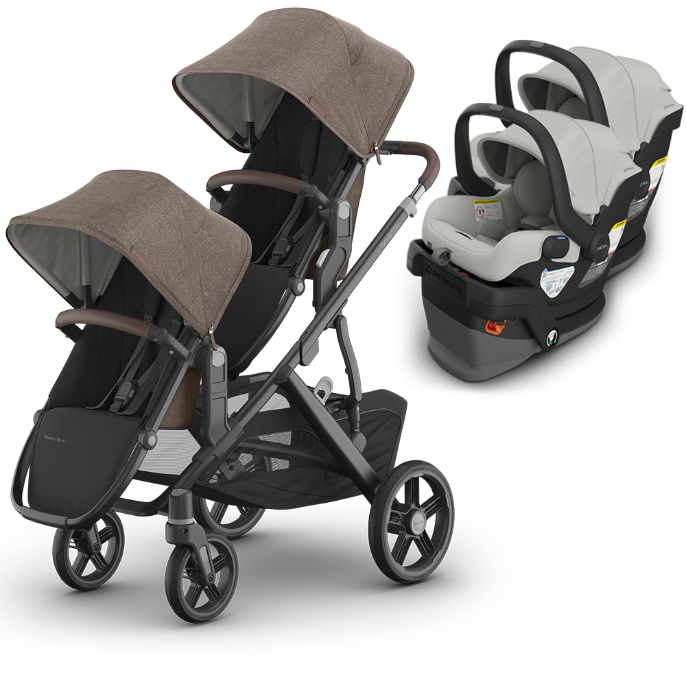 UPPAbaby Vista V3 Double Stroller for TWINS + 2 Mesa/Aria Car Seats