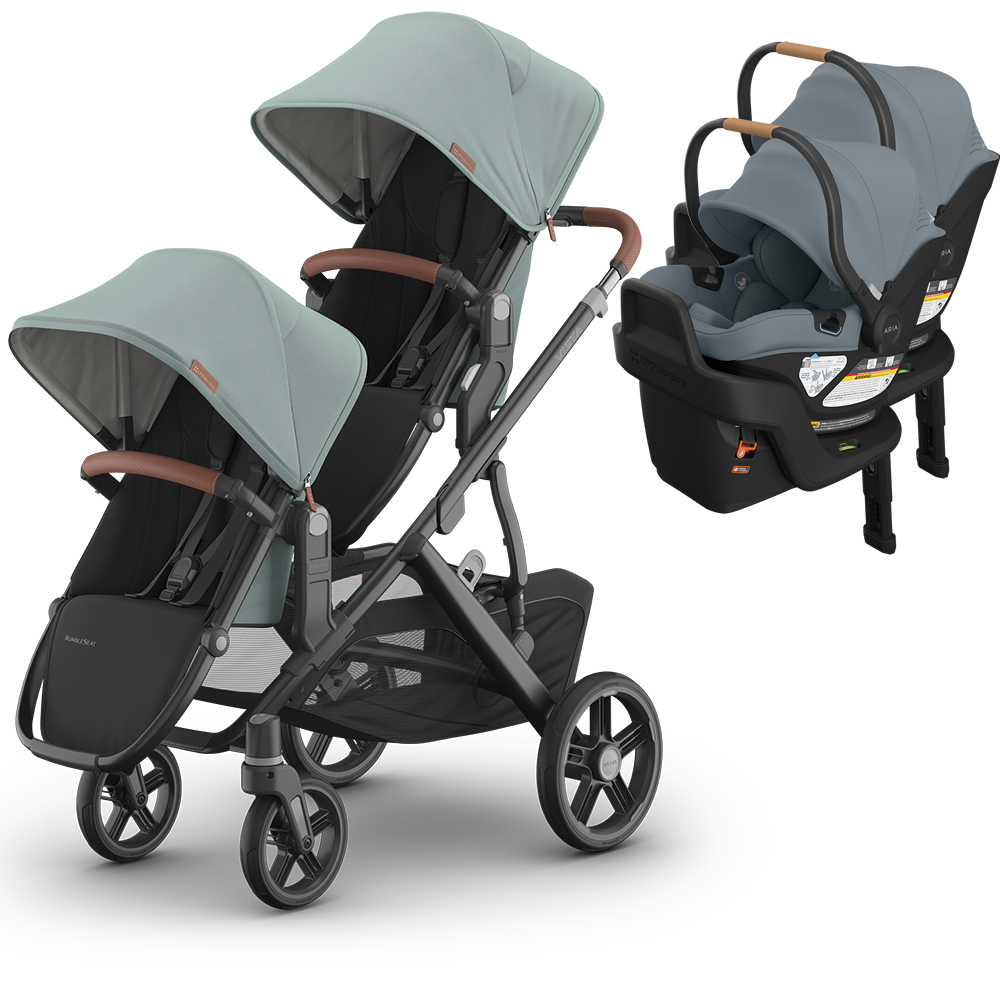 UPPAbaby Vista V3 Double Stroller for TWINS + 2 Mesa/Aria Car Seats