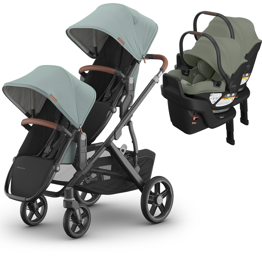 UPPAbaby Vista V3 Double Stroller for TWINS + 2 Mesa/Aria Car Seats