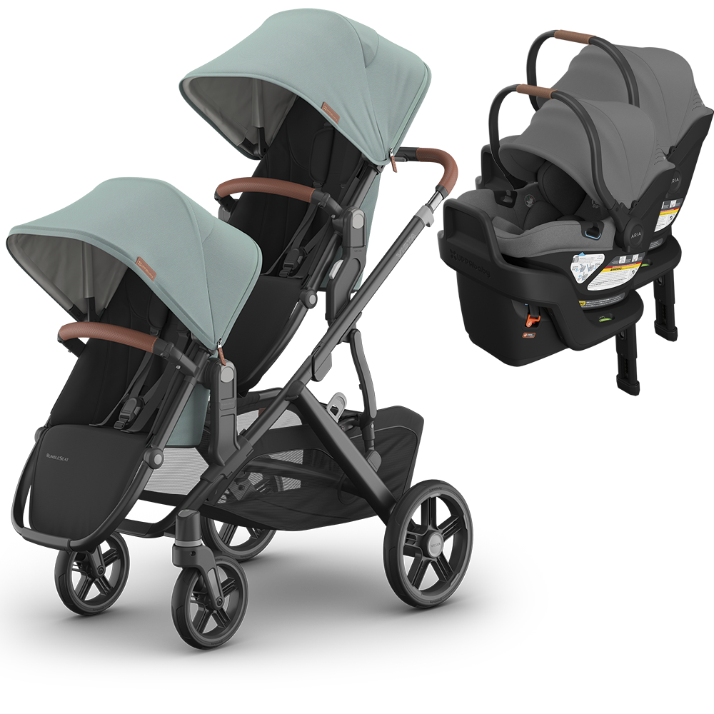 UPPAbaby Vista V3 Double Stroller for TWINS + 2 Mesa/Aria Car Seats