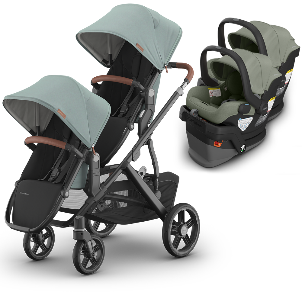 UPPAbaby Vista V3 Double Stroller for TWINS + 2 Mesa/Aria Car Seats