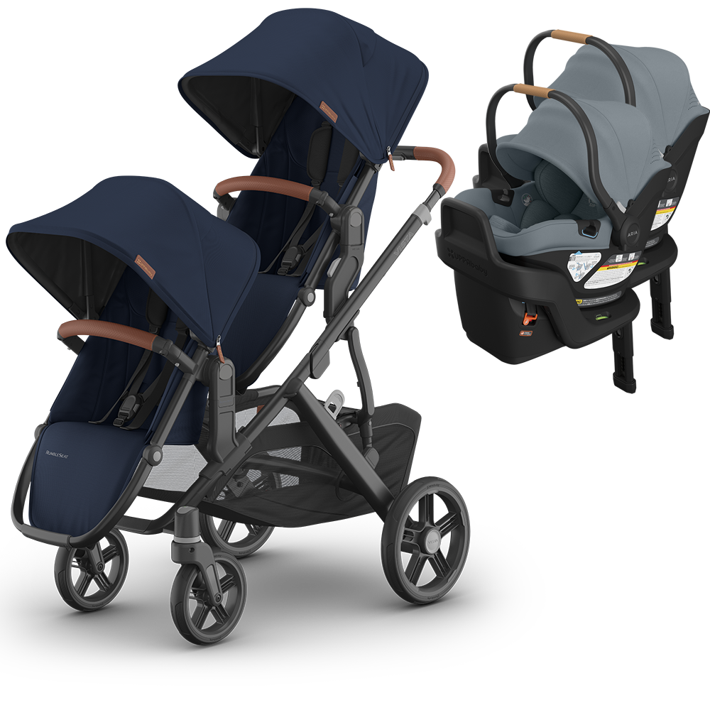 UPPAbaby Vista V3 Double Stroller for TWINS + 2 Mesa/Aria Car Seats