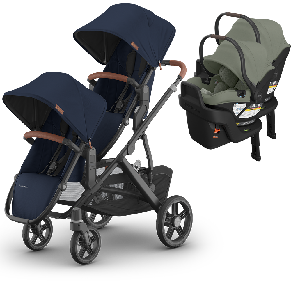 UPPAbaby Vista V3 Double Stroller for TWINS + 2 Mesa/Aria Car Seats
