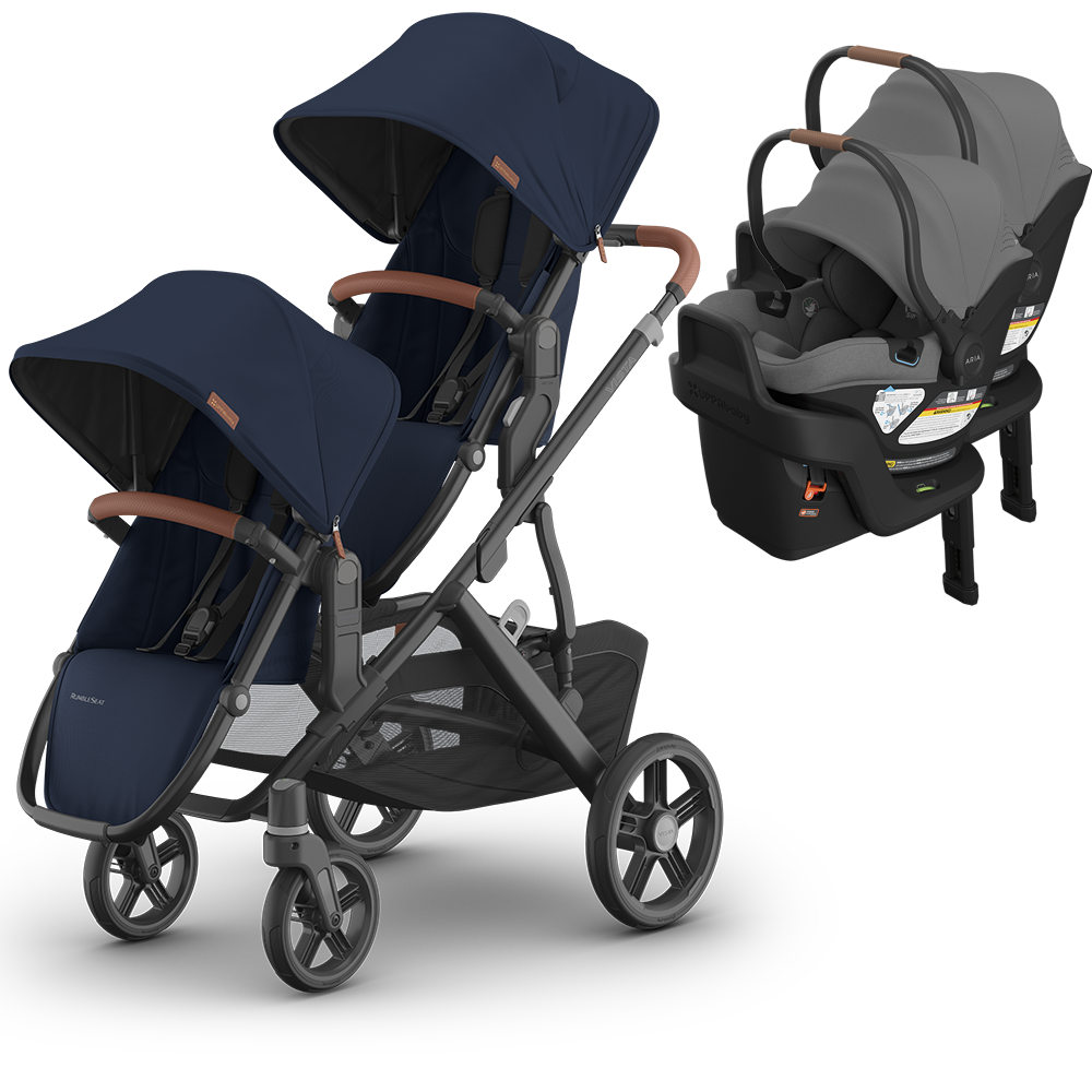 UPPAbaby Vista V3 Double Stroller for TWINS + 2 Mesa/Aria Car Seats