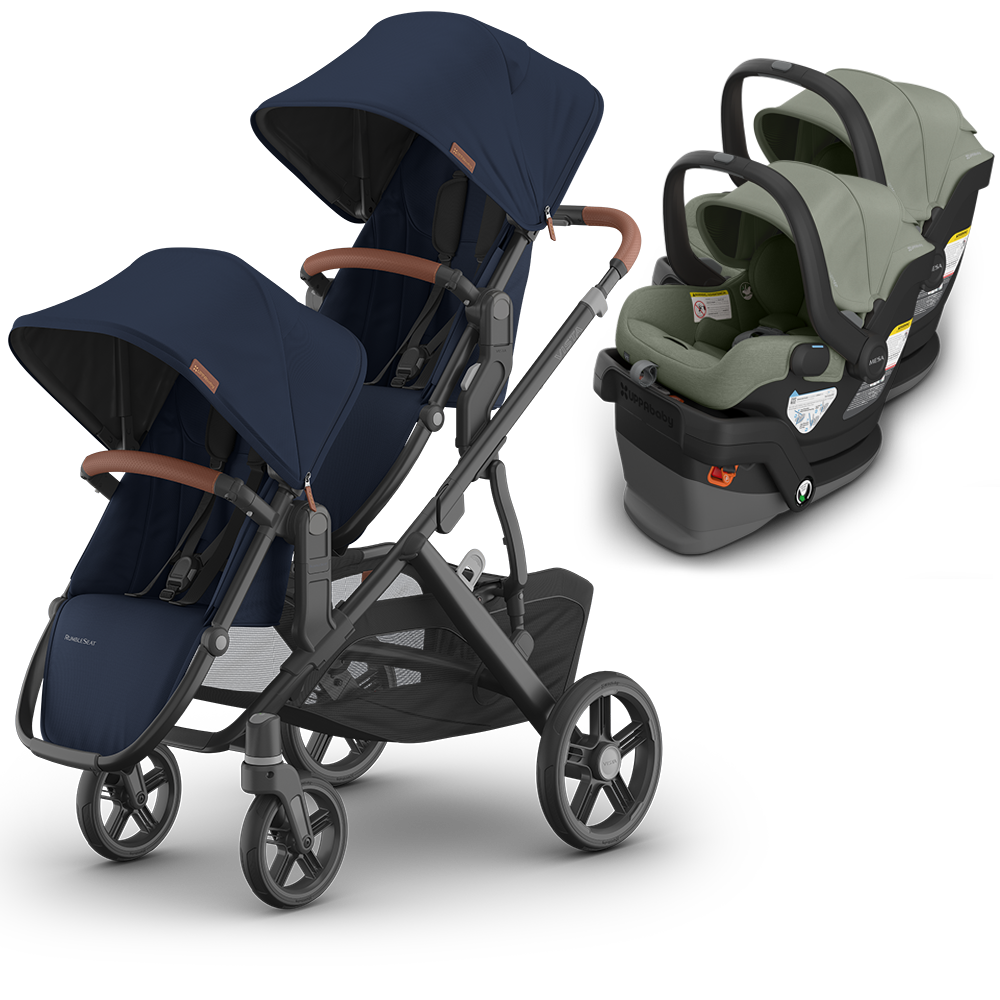 UPPAbaby Vista V3 Double Stroller for TWINS + 2 Mesa/Aria Car Seats