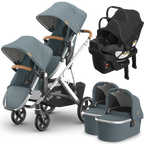 UPPAbaby Vista V3 Double Stroller for TWINS + 2 Bassinets + 2 Mesa/Aria Car Seats