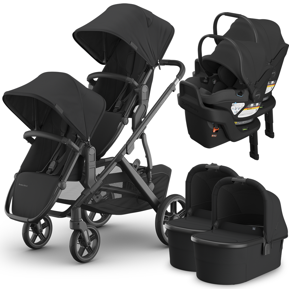 UPPAbaby Vista V3 Double Stroller for TWINS + 2 Bassinets + 2 Mesa/Aria Car Seats