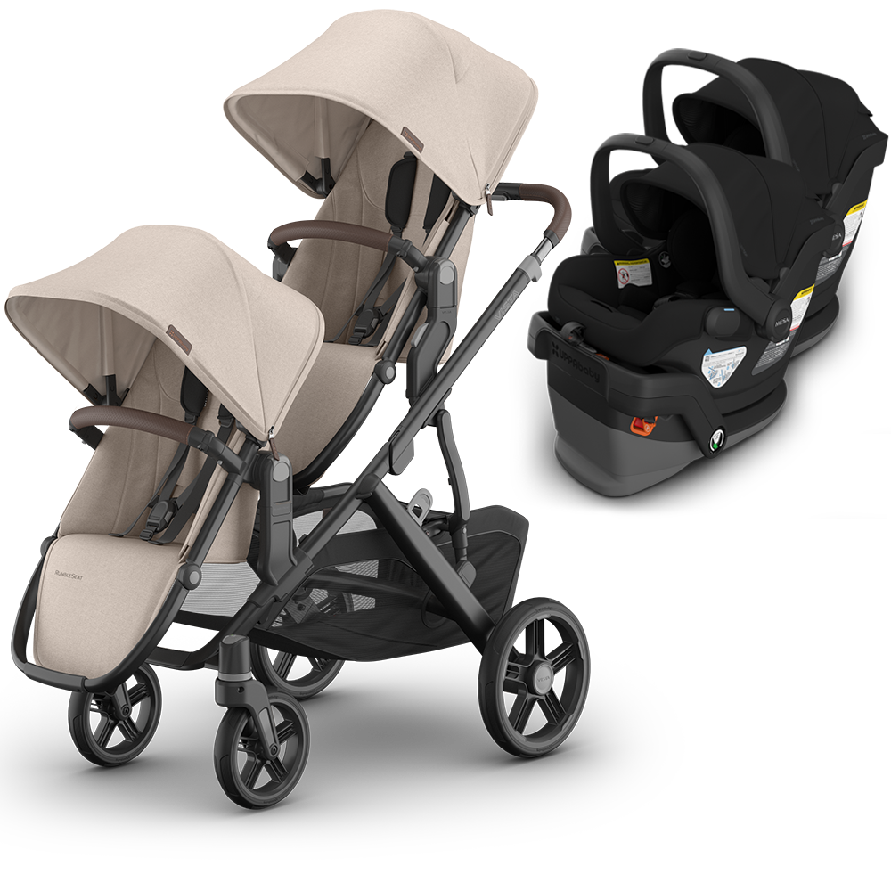 UPPAbaby Vista V3 Double Stroller for TWINS + 2 Mesa/Aria Car Seats