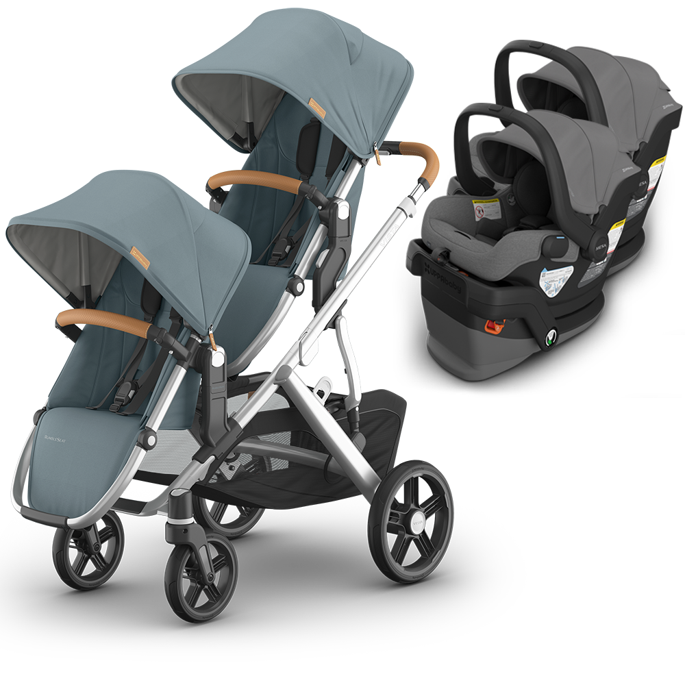 UPPAbaby Vista V3 Double Stroller for TWINS + 2 Mesa/Aria Car Seats