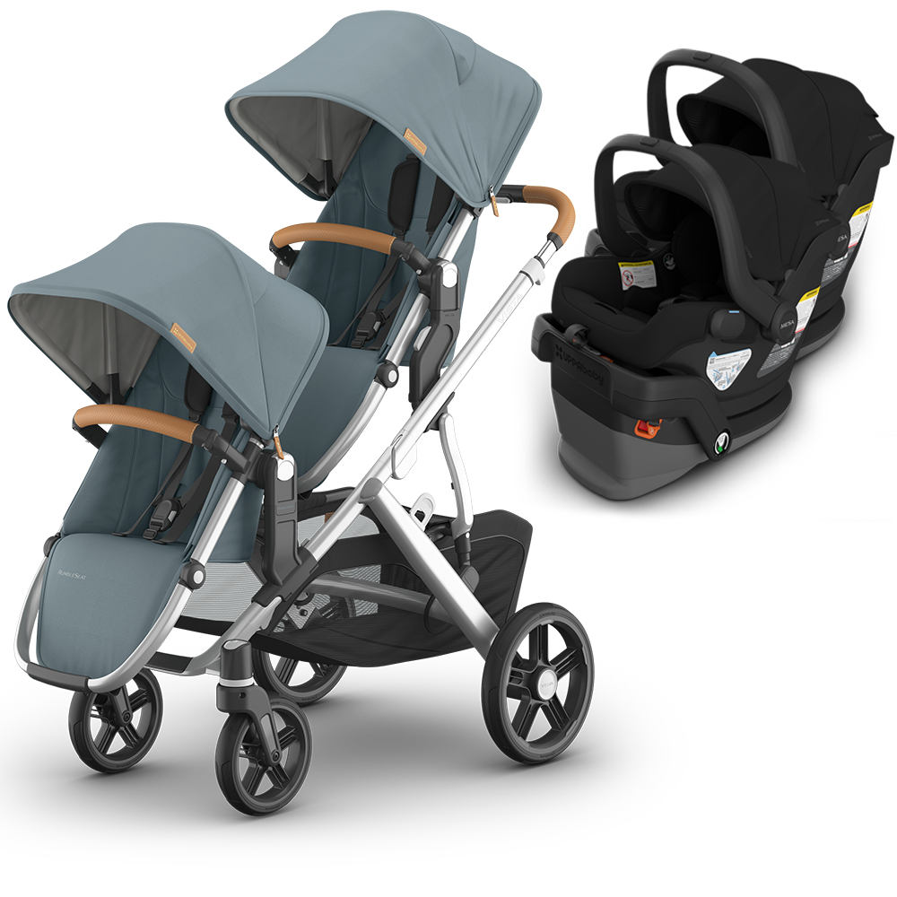 UPPAbaby Vista V3 Double Stroller for TWINS + 2 Mesa/Aria Car Seats