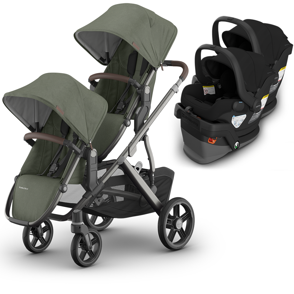 UPPAbaby Vista V3 Double Stroller for TWINS + 2 Mesa/Aria Car Seats