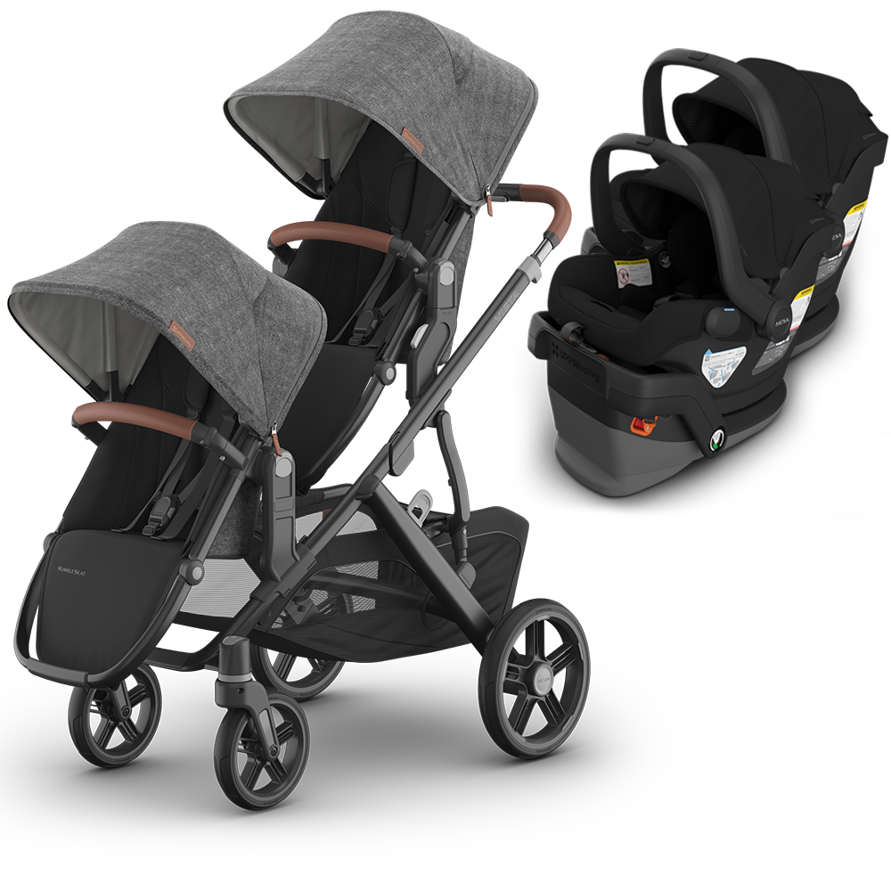UPPAbaby Vista V3 Double Stroller for TWINS + 2 Mesa/Aria Car Seats