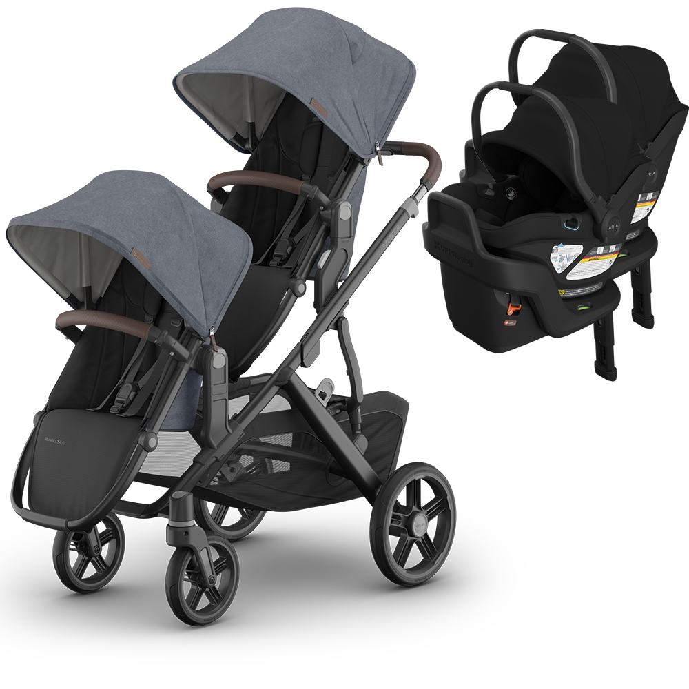 UPPAbaby Vista V3 Double Stroller for TWINS + 2 Mesa/Aria Car Seats