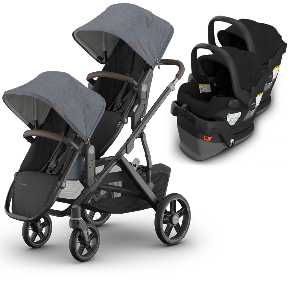 UPPAbaby Vista V3 Double Stroller for TWINS + 2 Mesa/Aria Car Seats