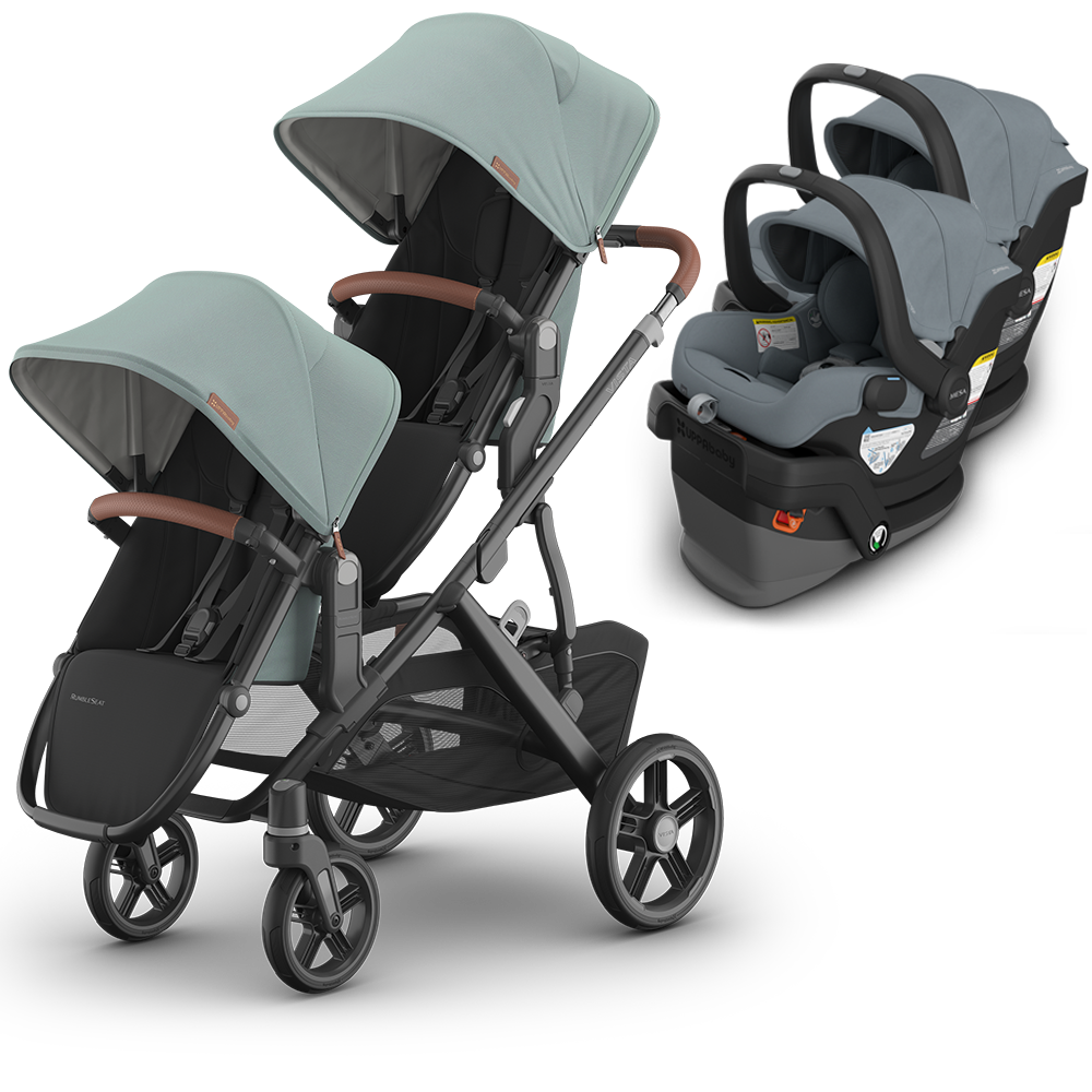 UPPAbaby Vista V3 Double Stroller for TWINS + 2 Mesa/Aria Car Seats