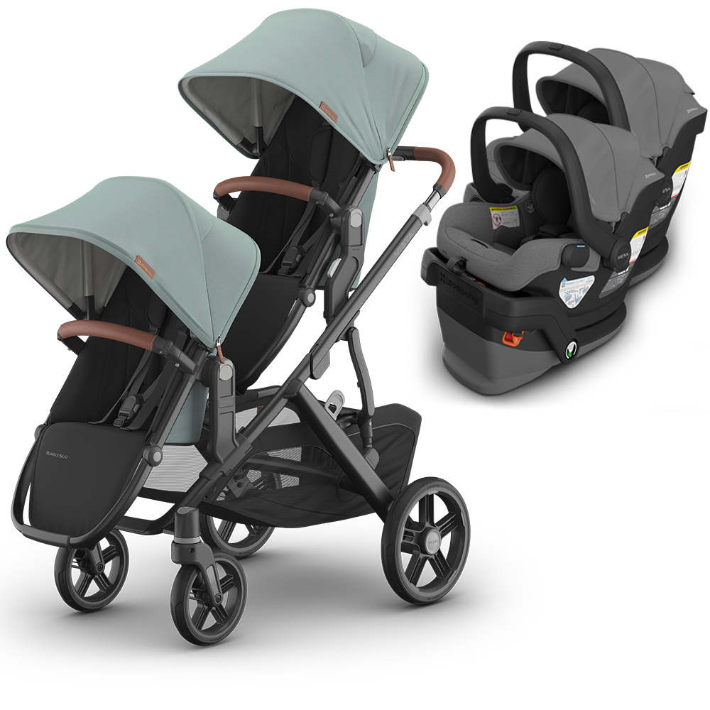 UPPAbaby Vista V3 Double Stroller for TWINS + 2 Mesa/Aria Car Seats