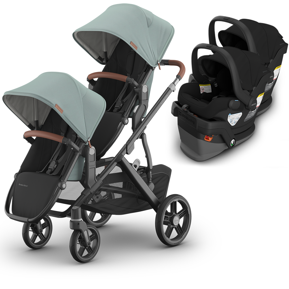 UPPAbaby Vista V3 Double Stroller for TWINS + 2 Mesa/Aria Car Seats
