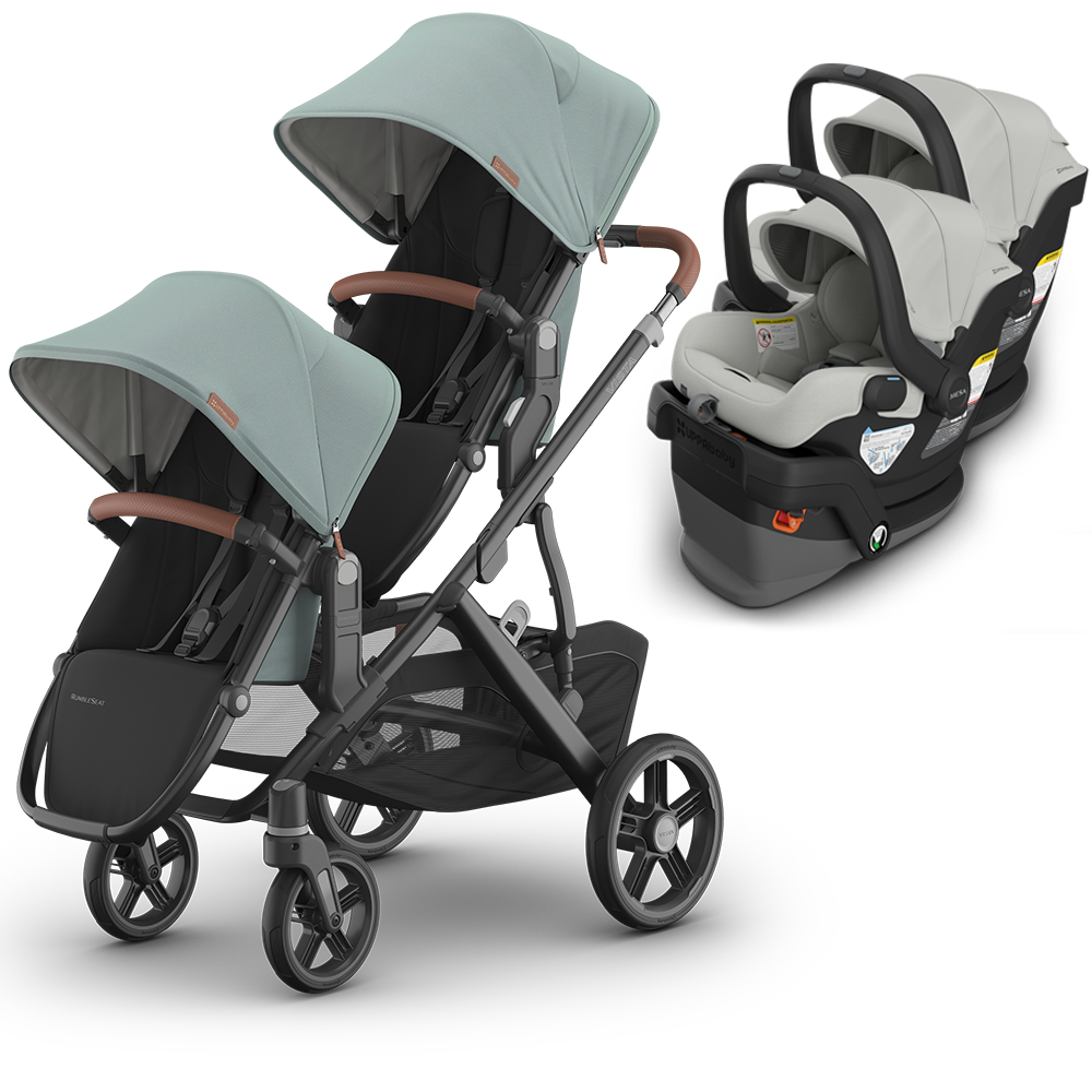 UPPAbaby Vista V3 Double Stroller for TWINS + 2 Mesa/Aria Car Seats