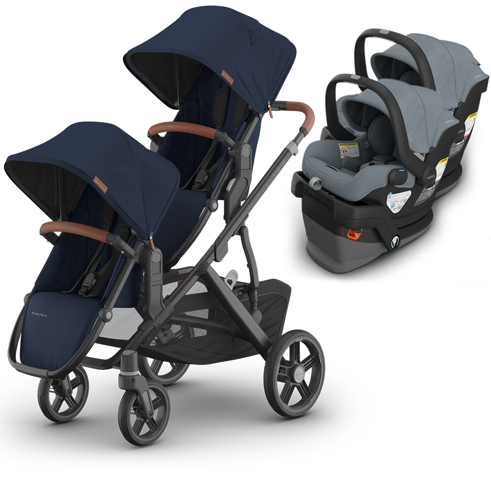 UPPAbaby Vista V3 Double Stroller for TWINS + 2 Mesa/Aria Car Seats