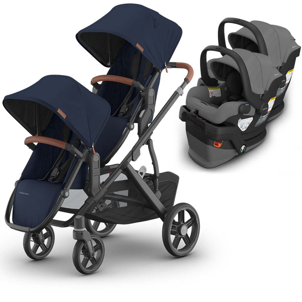 UPPAbaby Vista V3 Double Stroller for TWINS + 2 Mesa/Aria Car Seats