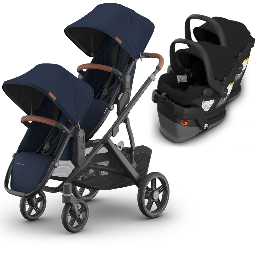 UPPAbaby Vista V3 Double Stroller for TWINS + 2 Mesa/Aria Car Seats