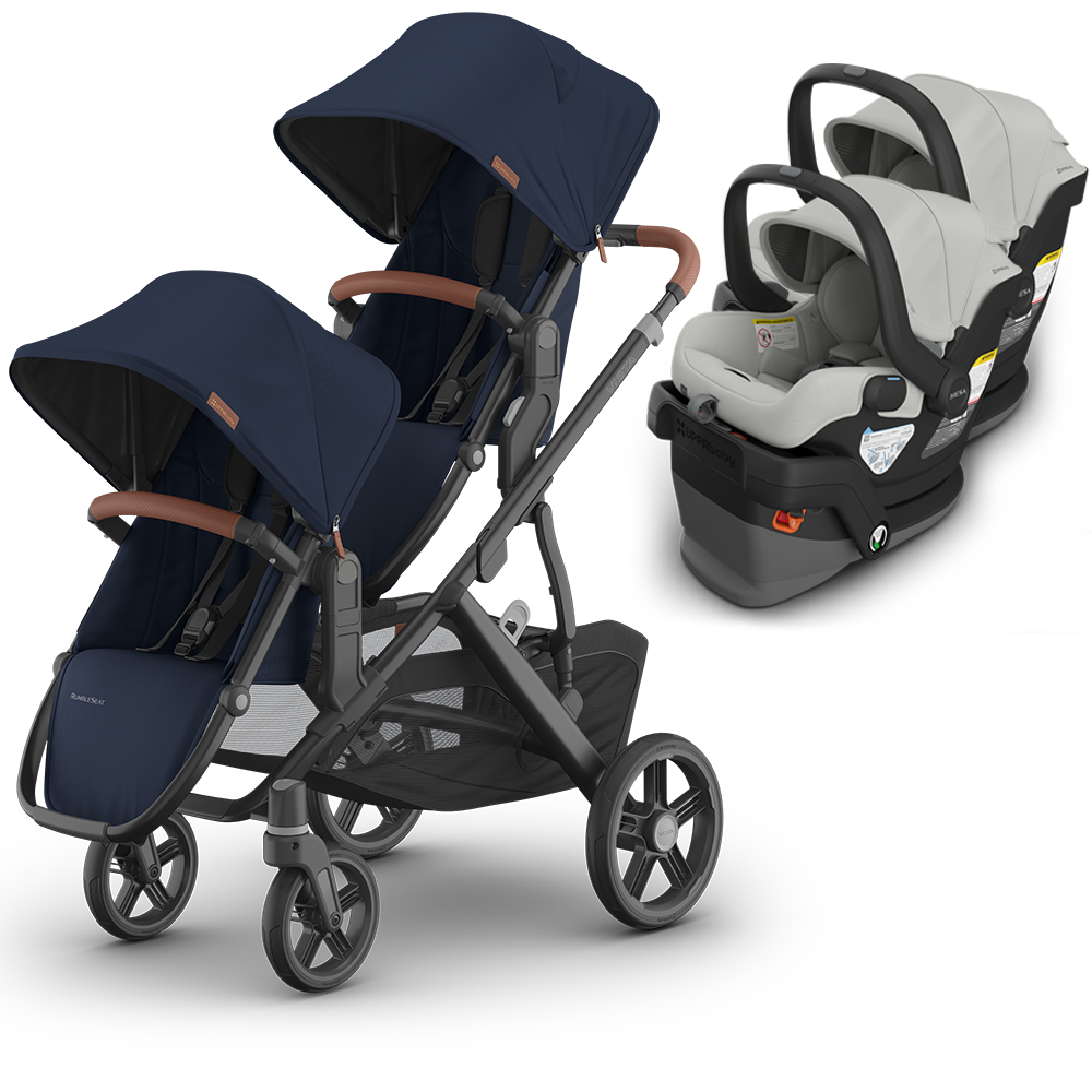 UPPAbaby Vista V3 Double Stroller for TWINS + 2 Mesa/Aria Car Seats