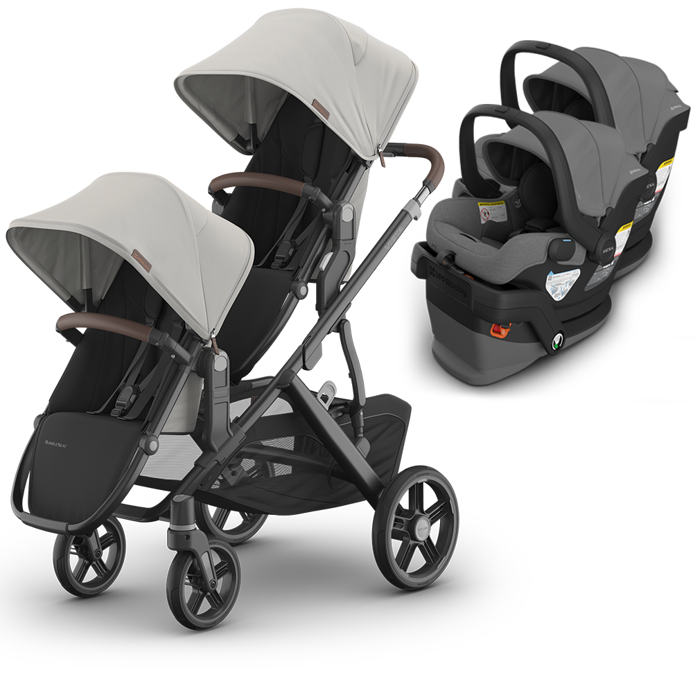 UPPAbaby Vista V3 Double Stroller for TWINS + 2 Mesa/Aria Car Seats