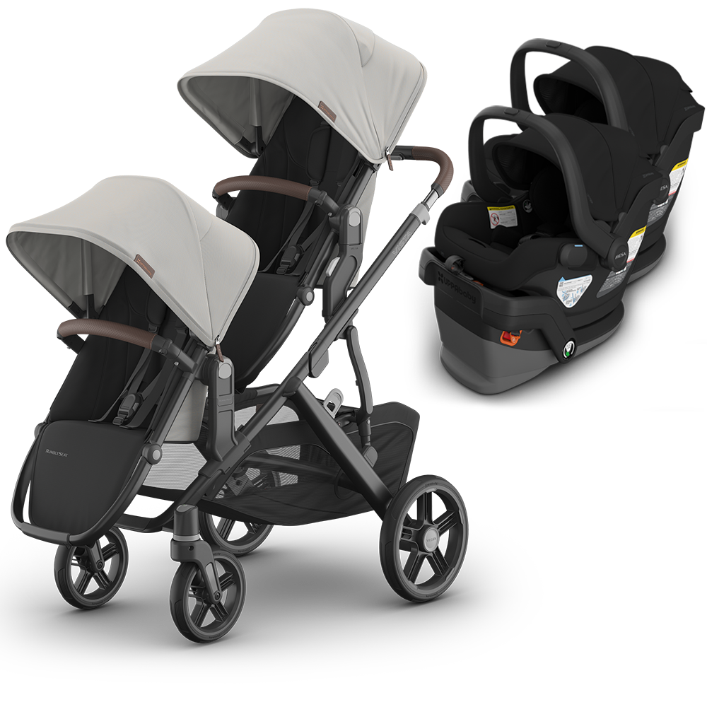 UPPAbaby Vista V3 Double Stroller for TWINS + 2 Mesa/Aria Car Seats