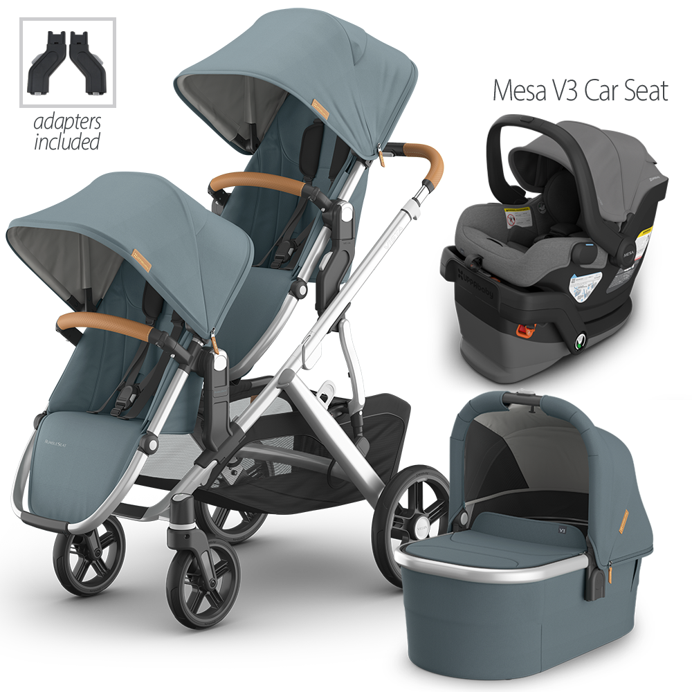 UPPAbaby Vista V3 Double Stroller + Bassinet + Mesa/Aria Travel System