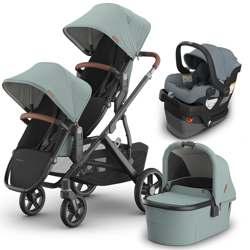 UPPAbaby Vista V3 Double Stroller + Bassinet + Mesa/Aria Travel System